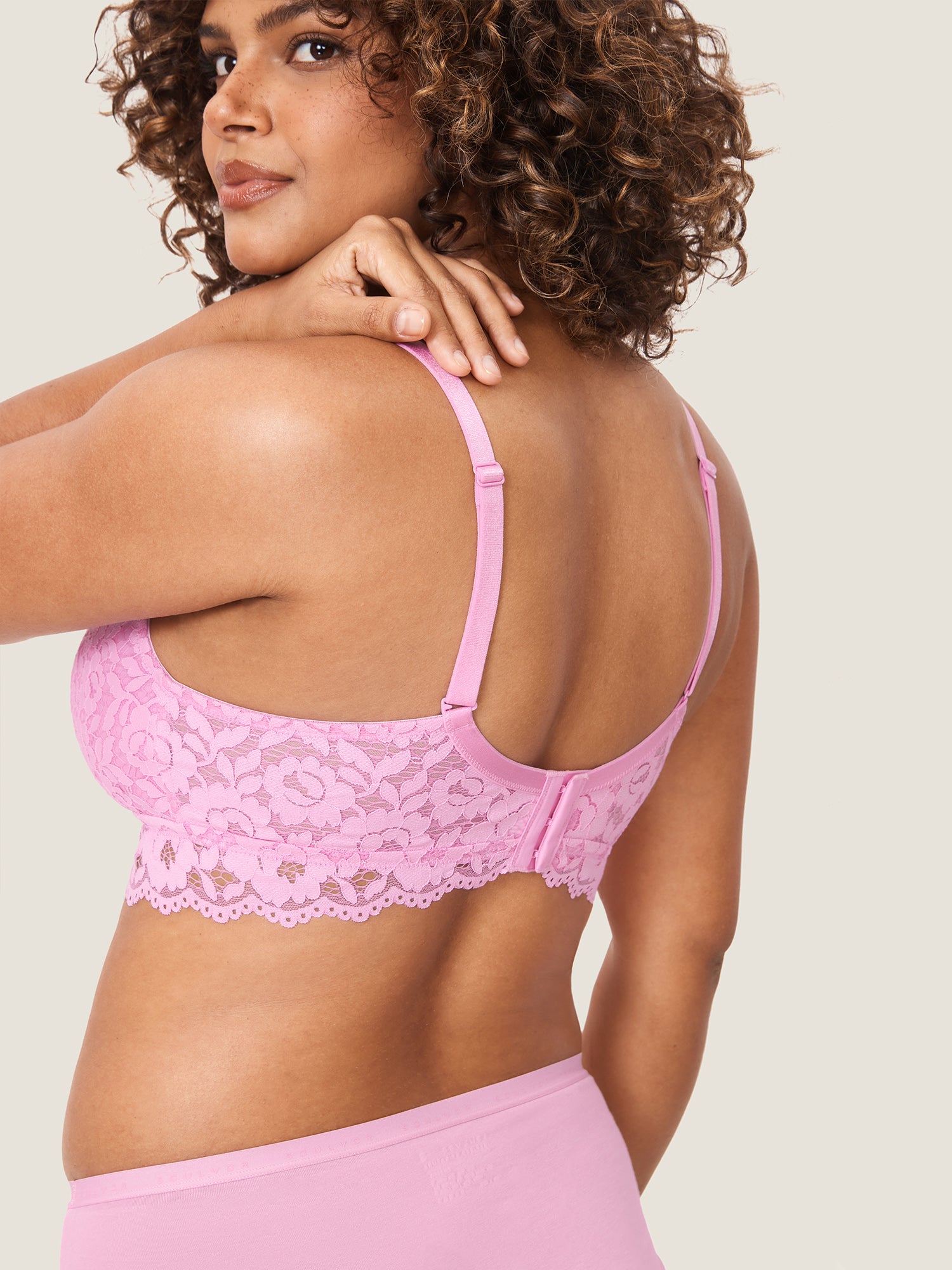 MOMANDA Women's More Support Lace Nursing Bralette Candy Pink