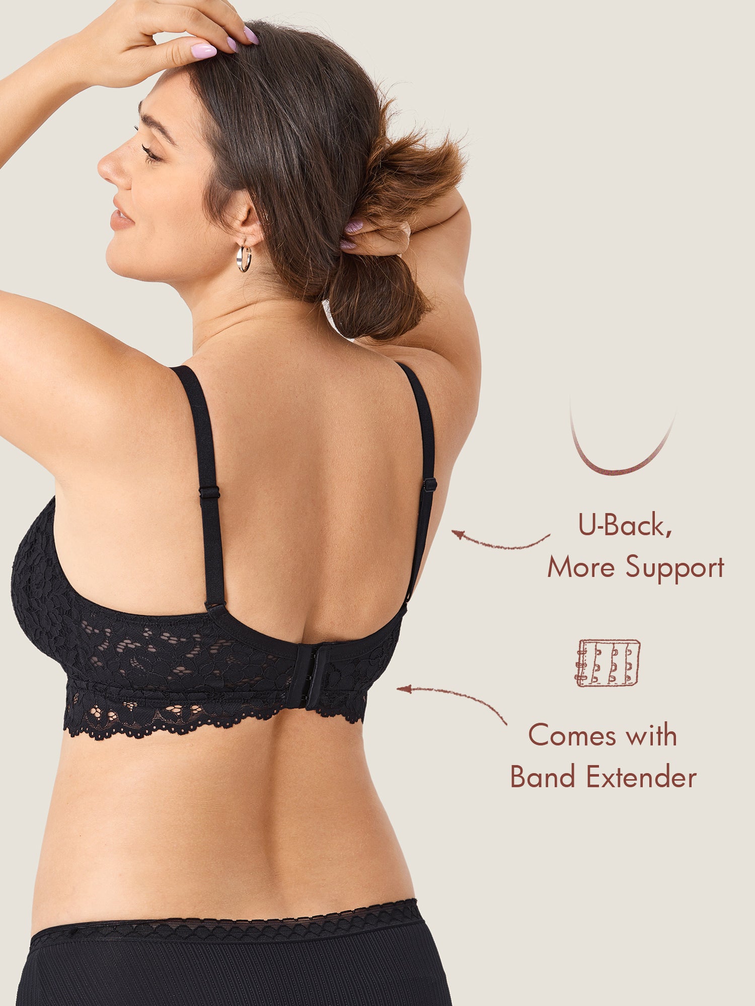 MOMANDA Women's More Support Lace Nursing Bralette Black