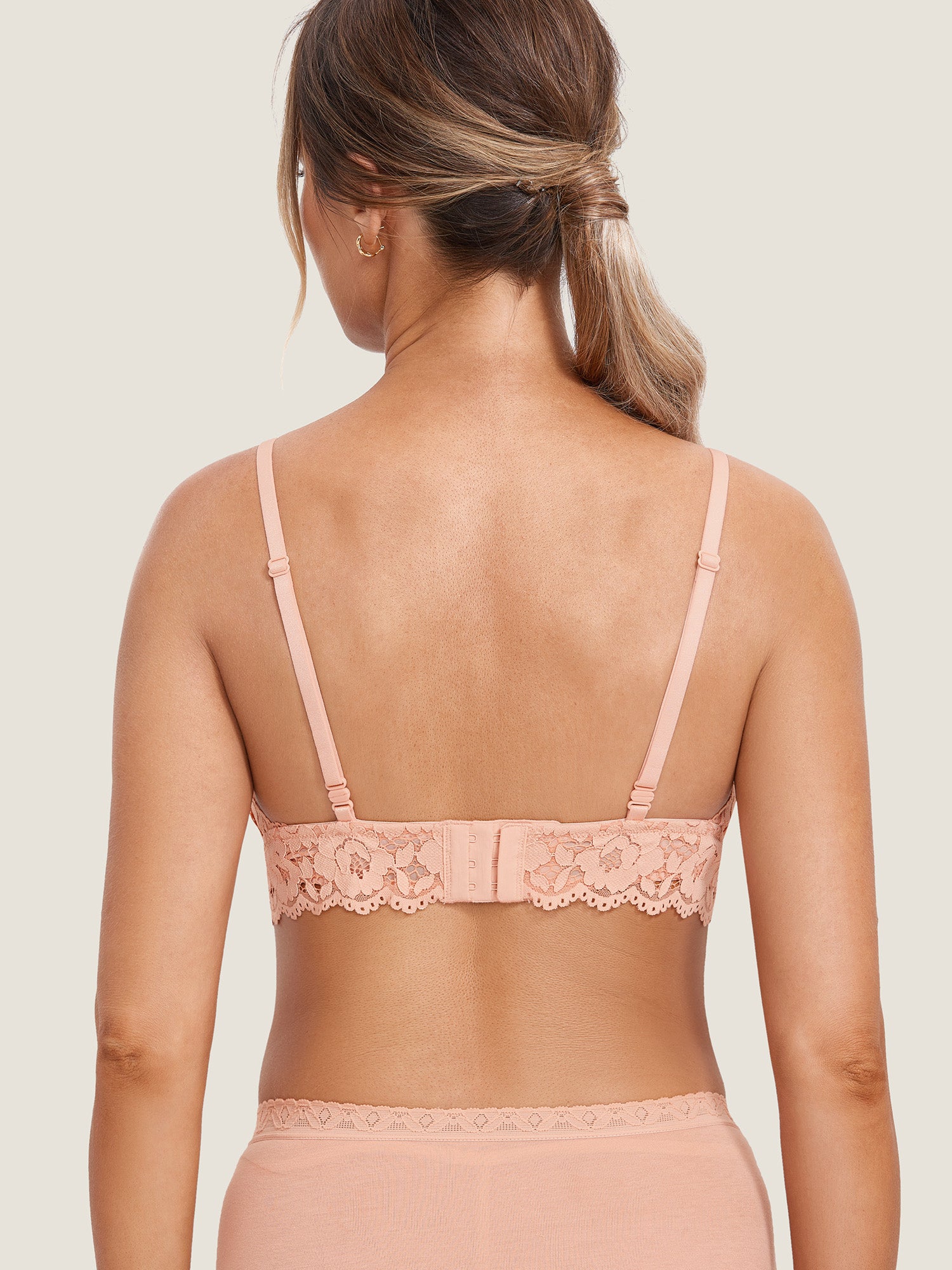 MOMANDA Women's More Coverage Lace Plunge Nursing Bralette Grapefruit Orange